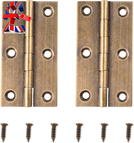 2pcs brass door hinges inch - brass,