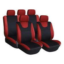 Red and Black, Executive Car Seat Covers, Front & Rear: Plush Velour (8 Piece)