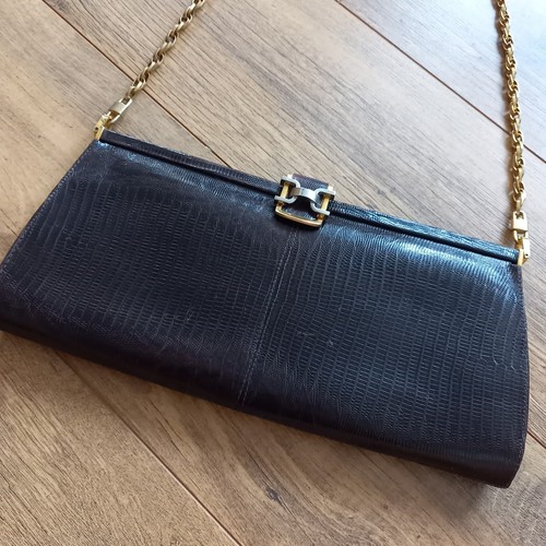 Vintage leather lizard skin - lizard,
