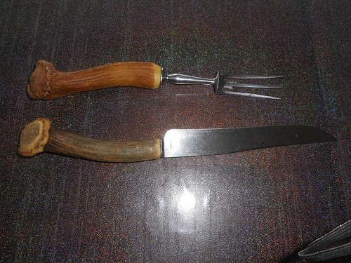 Pair cutlery with horn - with,