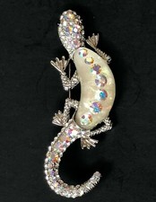 Lizard Pin Swarovski Crystal Jewelry Gecko Large Brooch Bling Rucinni New