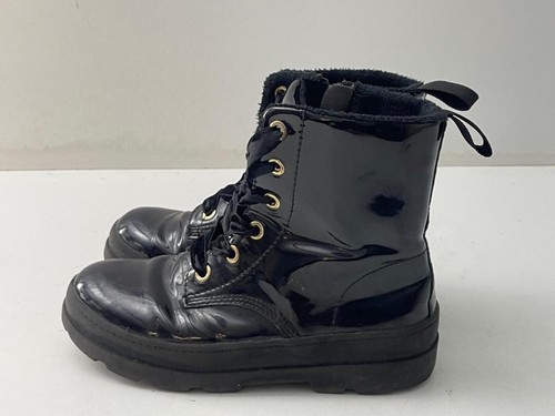 Girls black patent leather - black,