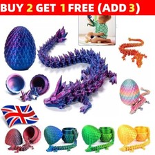 Easter Gift 3D Printed Dragon Egg Crystal Dragon Fidget Toys Full Articulated