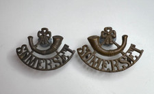 WW1 Somerset Light Infantry Officers Bronze Shoulder Title Pair  Bronze  32x45mm