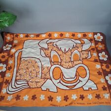 vintage Fergus the cow oxo advertising tea towel orange flowers retro kitchen