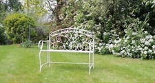 Salvora French Style Folding Metal Garden Bench,Antique White-GF11W