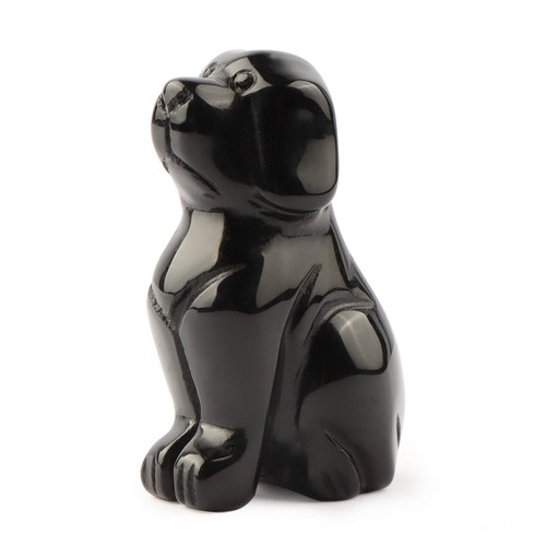 Black obsidian crystal dog - black,