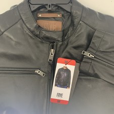 Frye | Men's Cafe Racer Jacket Black, New With Tags Medium Size 1807034 Leather