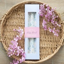 Set of 3 Floral Print Tapered Dinner Candles Flower Pattern