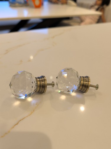 Pair clear faceted crystal - pair,