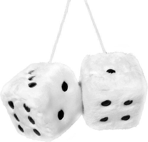 Fluffy dice for car 2 - fluffy, 2.4