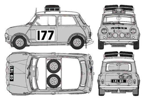 Photo blueprint austin mini - a4,