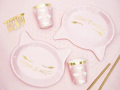 Pink cat party - party, plates