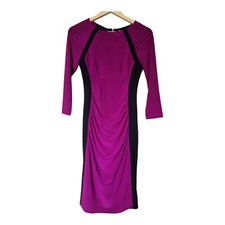 Joseph Ribkoff Purple/black Ruched Bodycon Dress Uk 8 Wedding Party