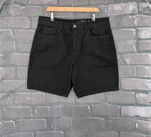 Men black denim shorts - men's,