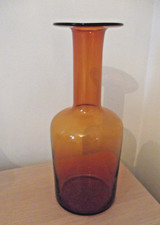 Holmegaard Otto Brauer Amber Gulvase 12"