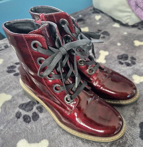 Pavers burgundy patent boots - patent,