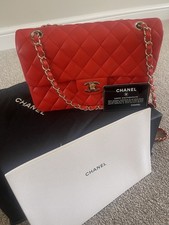 Chanel Lambskin Medium Classic Flap Bag, Lipstick Red, full set, excellent cond.