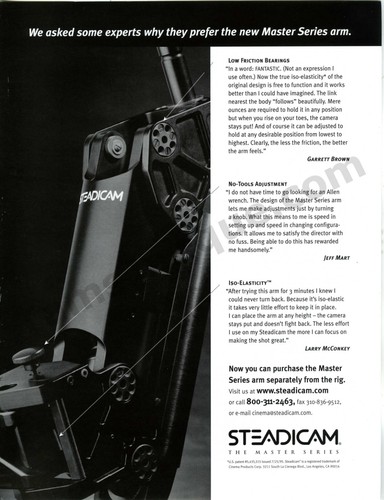 1998 steadicam master series - steadicam,