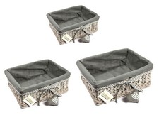 Grey Wicker Storage Shelve Hamper Basket - Small, Medium, Large or Set of 3