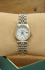 Steel & Yellow Gold Rolex Ladies Datejust 26mm 69173 Factory White Baton Dial