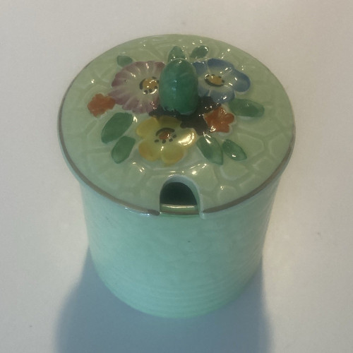 Green ceramic pottery small - green,
