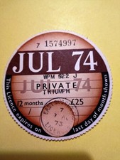 Tax Disc Jul 1974