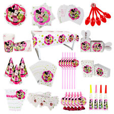Minnie Mouse party birthday decoration banner plates cover cups sweet pop corn  