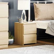 SALE 2 Drawer Bedside Cabinet Modern Chest of Drawers Bedroom Table Pine
