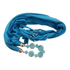 BLUE COTTON SCARF with BUILT IN NECKLACE fashion jewellery 