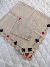Vtg MCM Poker Table Cloth Card