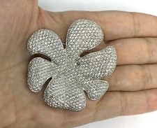 Vintage Retired Swarovski White Crystal Flower X-Large Pin Brooch 2.1/4 X 2.1/4”
