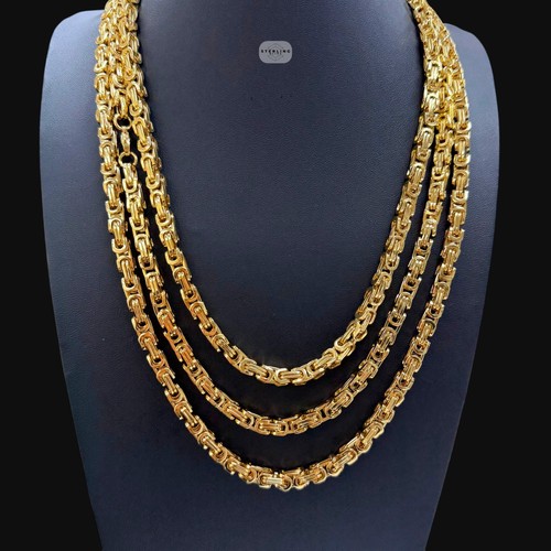 Mens gold 6mm byzantine chain - mens,