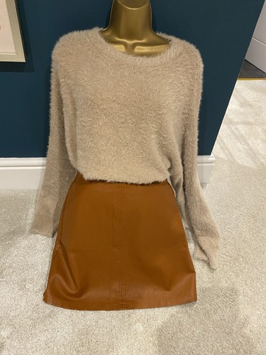 Faux leather skirt loop zip - leather,