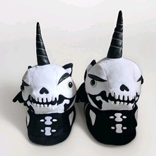 Killstar Bone Myth Slippers 3-6 Skull Unicorn Gothic Soft Cozy Plush KSRA004891