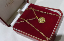 *22ct Solid Gold 'Ornate Heart' Pendant on 15.5” Cable Chain Choker in Gift Box*