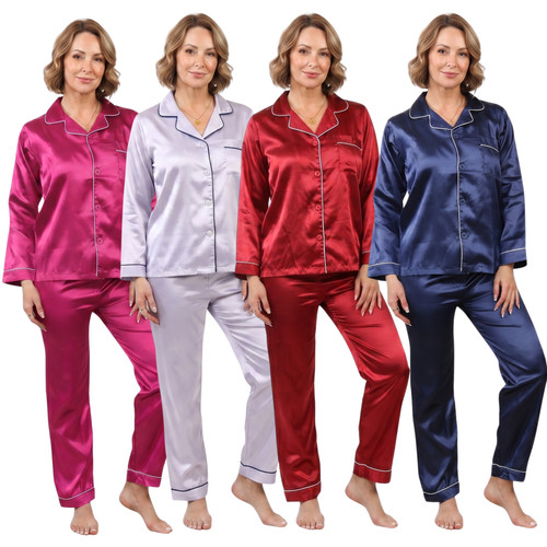 Ladies womens satin pyjamas - ladies,