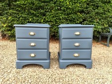 BEAUTIFUL DUCAL WAX DISTRESSED BEDSIDE DRAWERS IN SALVEDGE FARROW AND BALL