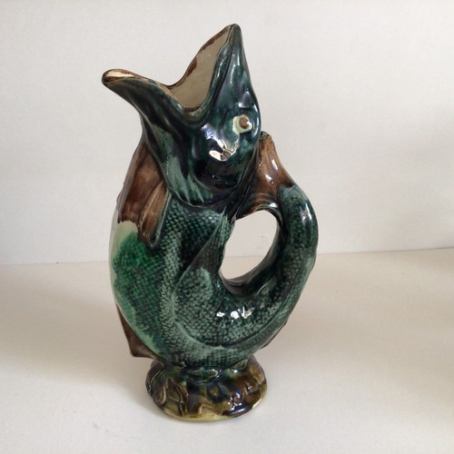 Antique majolica gurgle fish - majolica,