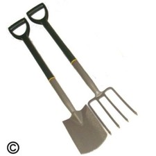 Ladies Garden Border Fork, & Spade SET Green Handle