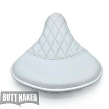 DIAMOND STITCHED GENUINE LEATHER HARLEY STYLE SPORTSTER SEAT  - WHITE