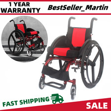 24" Folded Portable Athletic Wheelchair Disabled Trolley Aluminum Alloy 220LB