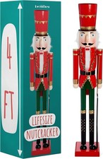 THE TWIDDLERS Giant 120cm 4ft Christmas Nutcracker Soldier Life Size Wooden