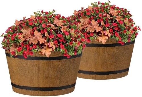 Half barrel planter pack - planter, 2-pack