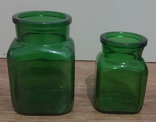 Vintage green glass jar - glass,