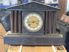 Antique French Black Metal Mantel Clock Very Old Needs Attention