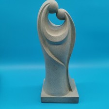 Abstract Modernist Lovers Couple Embrace Sculpture Figurine Beige Stone Effect 1