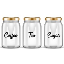 COFFEE TEA SUGAR JAR LABELS KITCHEN DECALS ADHESIVE CANISTERS STICKERS