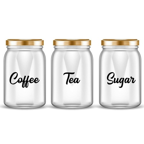 Coffee tea sugar jar - tea, labels