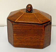 RARE 18TH CENTURY ANTIQUE TREEN TOBACCO BOX WITH LEAD INTERIOR